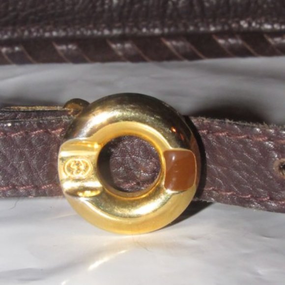 Gucci Brown Whip-stitched Leather Gold Tone main image 8
